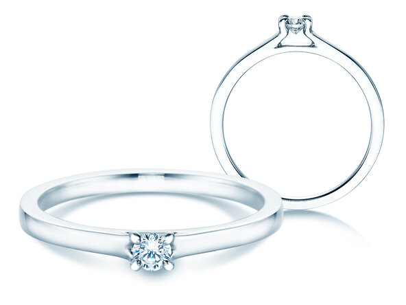 Bague de fiançailles Modern dans Argent 925/- avec diamant 0,10ct G/SI