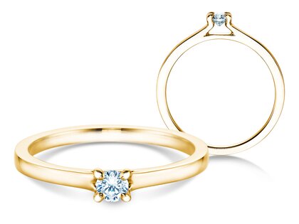 Bague de fiançailles Modern dans 14K or jaune avec diamant 0,15ct H/SI