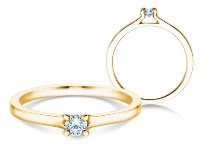 Bague de fiançailles Modern dans 18K or jaune avec diamant 0,15ct G/SI
