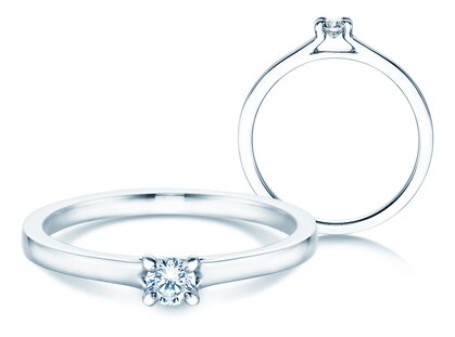 Bague de fiançailles Modern dans 18K or blanc avec diamant 0,15ct G/SI