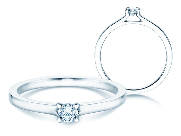 Bague de fiançailles Modern dans Argent 925/- avec diamant 0,15ct G/VS