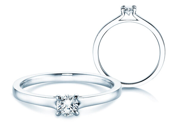 Bague de fiançailles Modern en 9K or blanc avec diamant 0,25ct H/SI