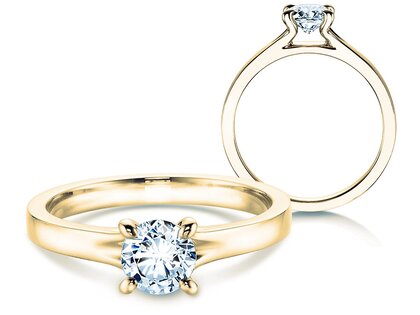 Bague de fiançailles Modern en 9K or jaune avec diamant 0,50ct G/SI
