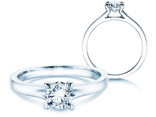 Bague de fiançailles Modern en 9K or blanc avec diamant 0,50ct H/SI