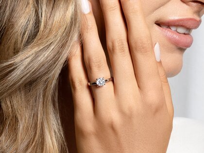Bague de fiançailles Modern dans 18K or jaune avec diamant 0,75ct D/IF