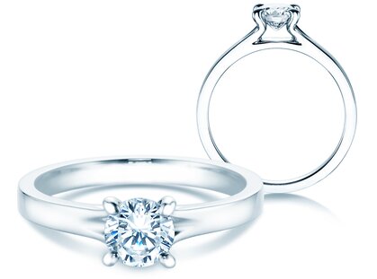 Bague de fiançailles Modern en platine 950/- avec diamant de laboratoire 0,75ct D/IF