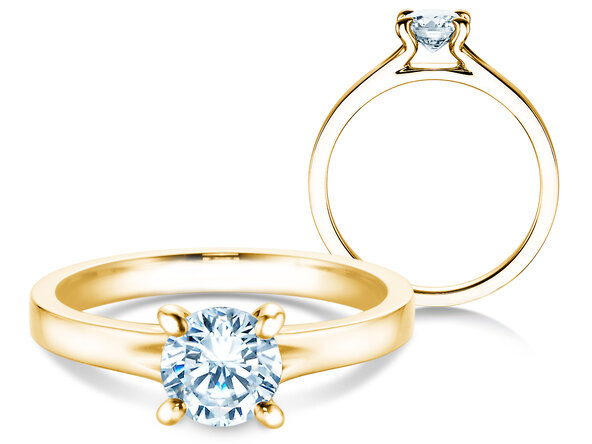 Bague de fiançailles Modern en 9K or jaune avec diamant 1,00ct H/SI