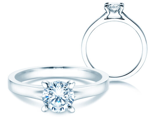 Bague de fiançailles Modern en 9K or blanc avec diamant 1,00ct H/SI