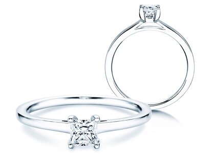 Bague de fiançailles Princess dans 18K or blanc avec diamant 0,35ct G/SI