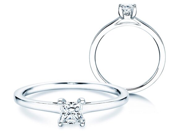 Bague de fiançailles Princess dans 18K or blanc avec diamant 0,35ct G/SI