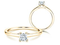 Bague de fiançailles Princess dans 14K or jaune avec diamant 0,35ct G/SI