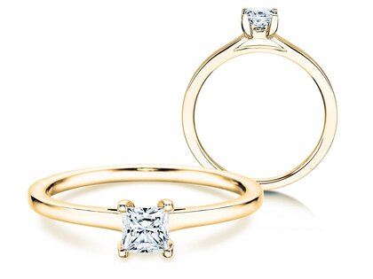 Bague de fiançailles Princess dans 18K or jaune avec diamant 0,35ct G/SI