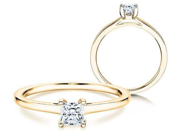 Bague de fiançailles Princess dans 18K or jaune avec diamant 0,35ct G/SI