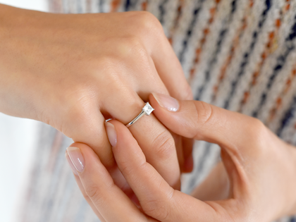 Bague de fiançailles Princess dans 14K or blanc avec diamant 0,50ct G/SI