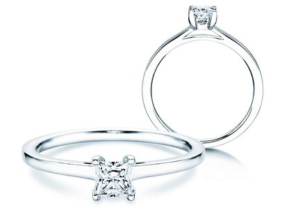 Bague de fiançailles Princess dans 18K or blanc avec diamant 0,35ct G/SI