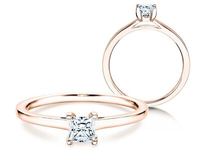 Bague de fiançailles Princess dans 18K or rose avec diamant 0,35ct G/SI