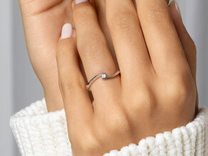 Bague de fiançailles Twist Petite dans 14K or blanc avec diamant 0,04ct G/SI
