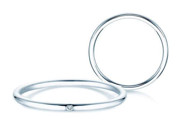 Bague de fiançailles Promise Petite en 9K or blanc avec diamant 0,005ct G/SI