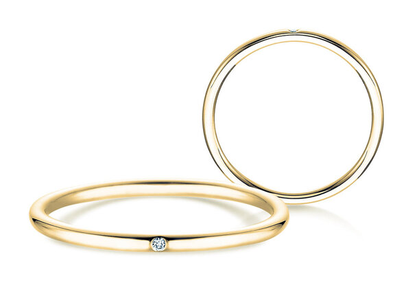 Bague de fiançailles Promise Petite en 9K or jaune avec diamant 0,005ct G/SI