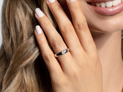 Bague de fiançailles Promise en 9K or blanc avec diamant 0,25ct H/SI