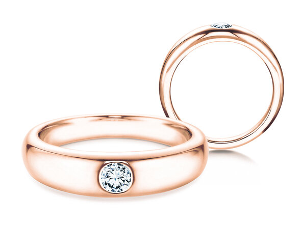 Bague de fiançailles Promise en 9K or rose avec diamant 0,03ct H/SI