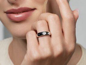 Bague de fiançailles Promise dans 18K or jaune avec diamant 0,10ct G/SI