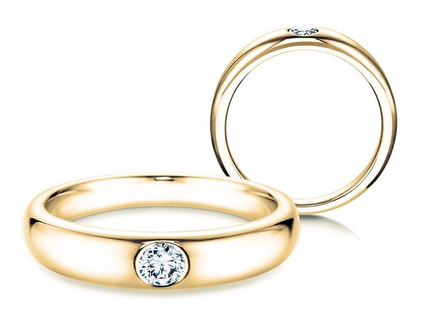 Bague de fiançailles Promise dans 14K or jaune avec diamant 0,15ct H/SI