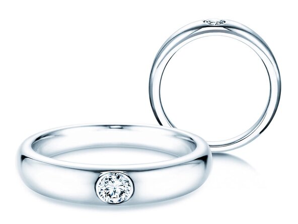 Bague de fiançailles Promise dans Argent 925/- avec diamant 0,15ct G/VS