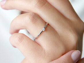 Bague de fiançailles Pure en 9K or blanc avec diamant 0,04ct G/SI