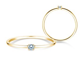 Bague de fiançailles Pure en 9K or jaune avec diamant 0,04ct G/SI