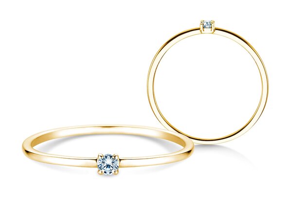 Bague de fiançailles Pure en 9K or jaune avec diamant 0,04ct G/SI