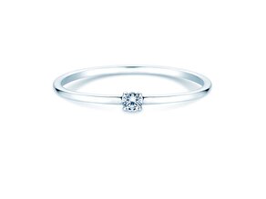 Bague de fiançailles Pure en 9K or blanc avec diamant 0,04ct G/SI