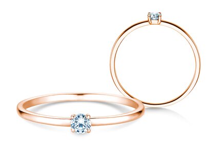 Bague de fiançailles Pure en 18K or rose avec diamant 0,08ct G/SI