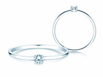 Bague de fiançailles Pure en 18K or blanc avec diamant 0,08ct G/SI