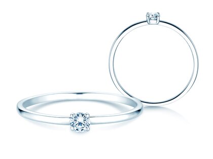 Bague de fiançailles Pure en 14K or blanc avec diamant 0,08ct G/SI