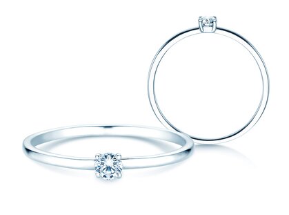 Bague de fiançailles Pure en platine 950/- avec diamant 0,08ct G/SI