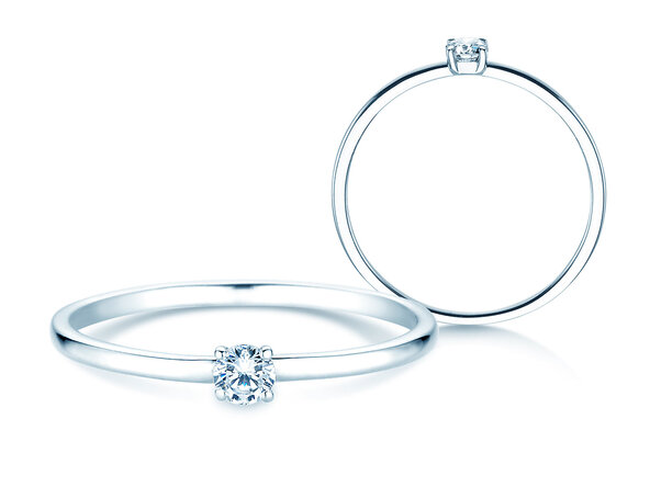 Bague de fiançailles Pure en 14K or blanc avec diamant 0,08ct G/SI