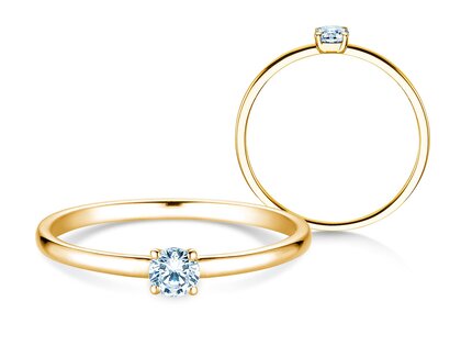 Bague de fiançailles Pure en 14K or jaune avec diamant 0,13ct G/SI