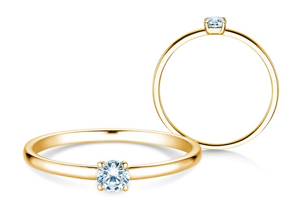 Bague de fiançailles Pure en 14K or jaune avec diamant 0,13ct G/SI