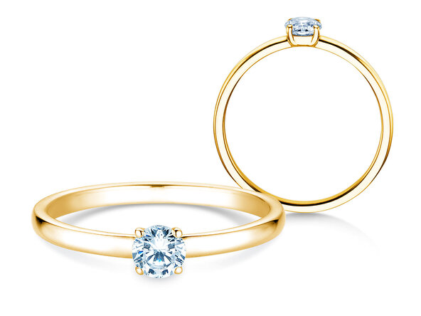 Bague de fiançailles Pure en 9K or jaune avec diamant 0,23ct G/SI