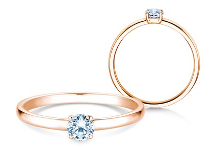 Bague de fiançailles Pure en 9K or rose avec diamant 0,23ct G/SI