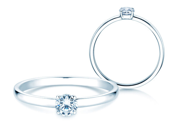 Bague de fiançailles Pure en 9K or blanc avec diamant 0,23ct H/SI