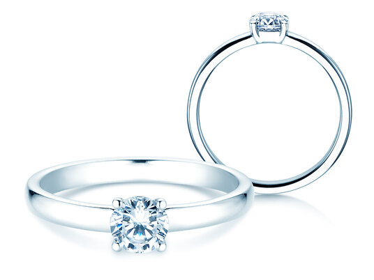 Bague de fiançailles Pure en 9K or blanc avec diamant 0,50ct H/SI