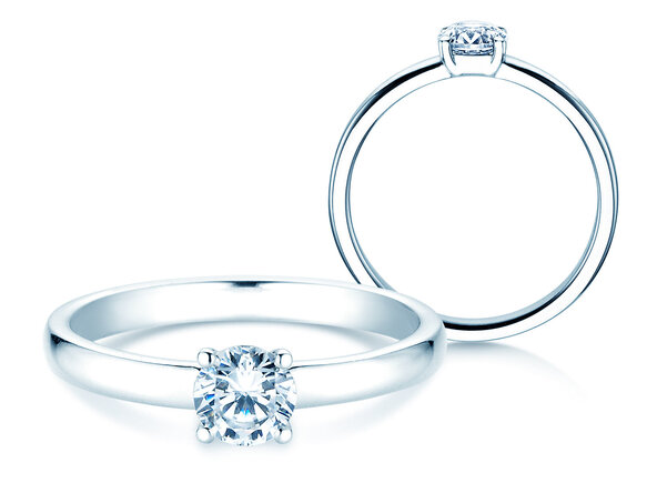 Bague de fiançailles Pure en 9K or blanc avec diamant 0,60ct G/SI