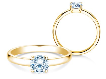 Bague de fiançailles Pure en 18K or jaune avec diamant 0,75ct G/SI