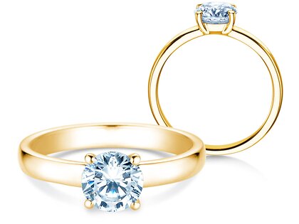 Bague de fiançailles Pure en 9K or jaune avec diamant 2,00ct H/SI
