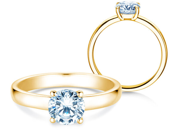 Bague de fiançailles Pure en 9K or jaune avec diamant 2,00ct H/SI