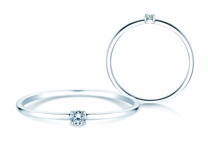 Bague de fiançailles Pure en 14K or blanc avec diamant 0,04ct G/SI