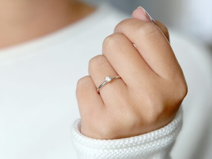 Bague de fiançailles Pure en 14K or blanc avec diamant 0,08ct G/SI