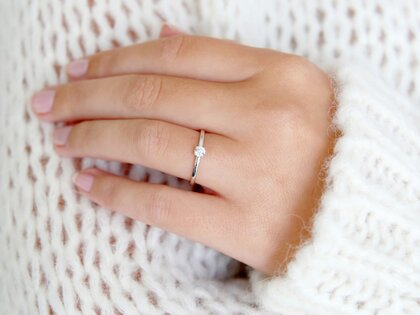 Bague de fiançailles Pure en 14K or blanc avec diamant 0,13ct G/SI